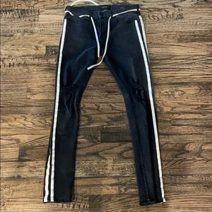 Black side stripe jeans